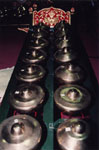 Rows of Gamelan gongs. Photos provided by Nur Intan Murtadza